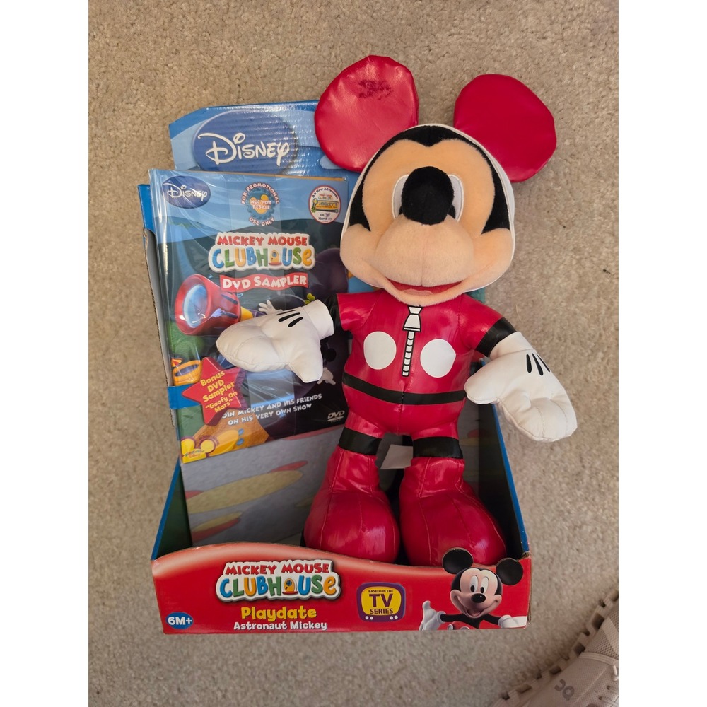 Rare Vtg Disney Mickey Mouse Clubhouse Astronaut Plush Box Set Character DVD